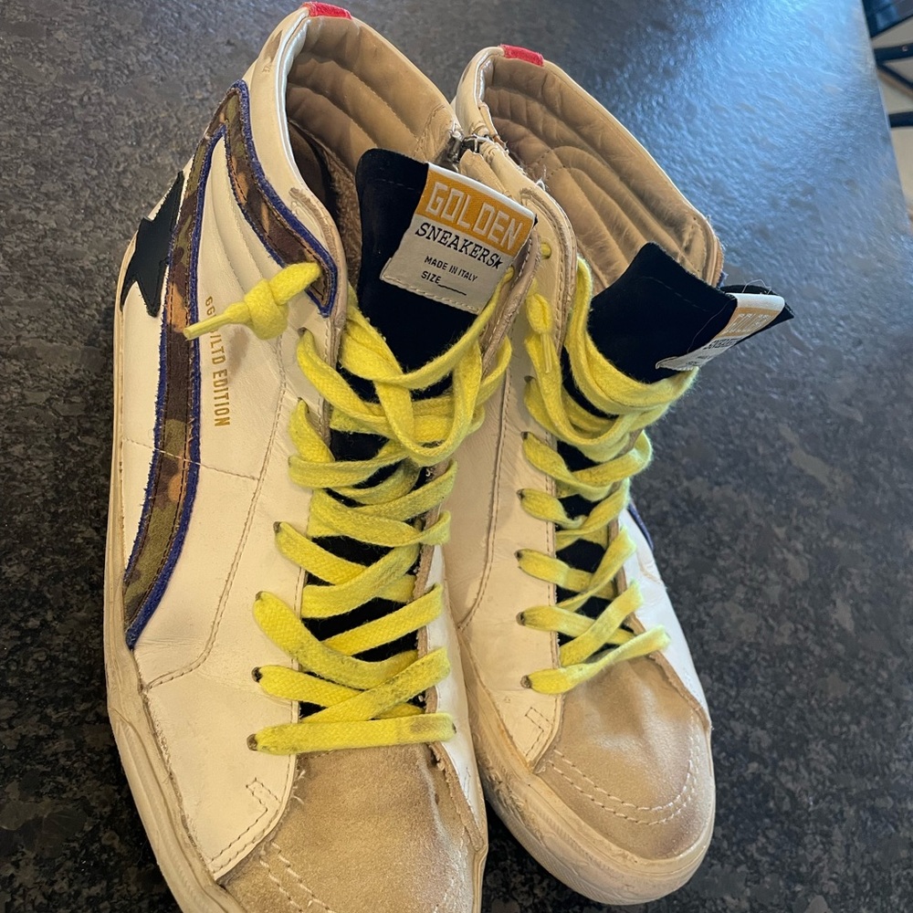 Men’s Golden Goose slide High-Top Sneakers with unique color combo, size 43